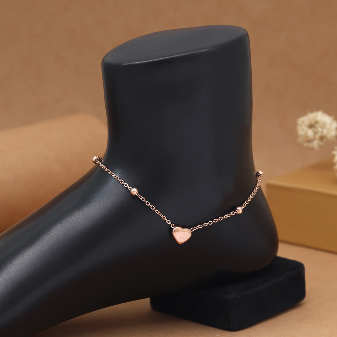 Schlichte Single Fußkette - Roségold
