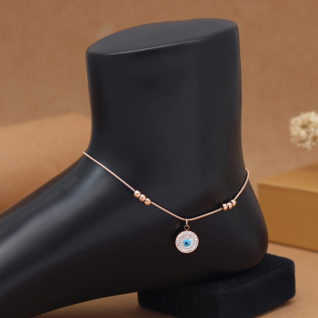 Schlichte Single Fußkette - Roségold