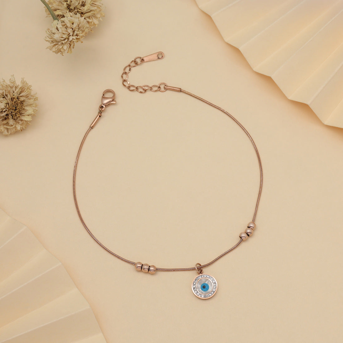 Schlichte Single Fußkette - Roségold