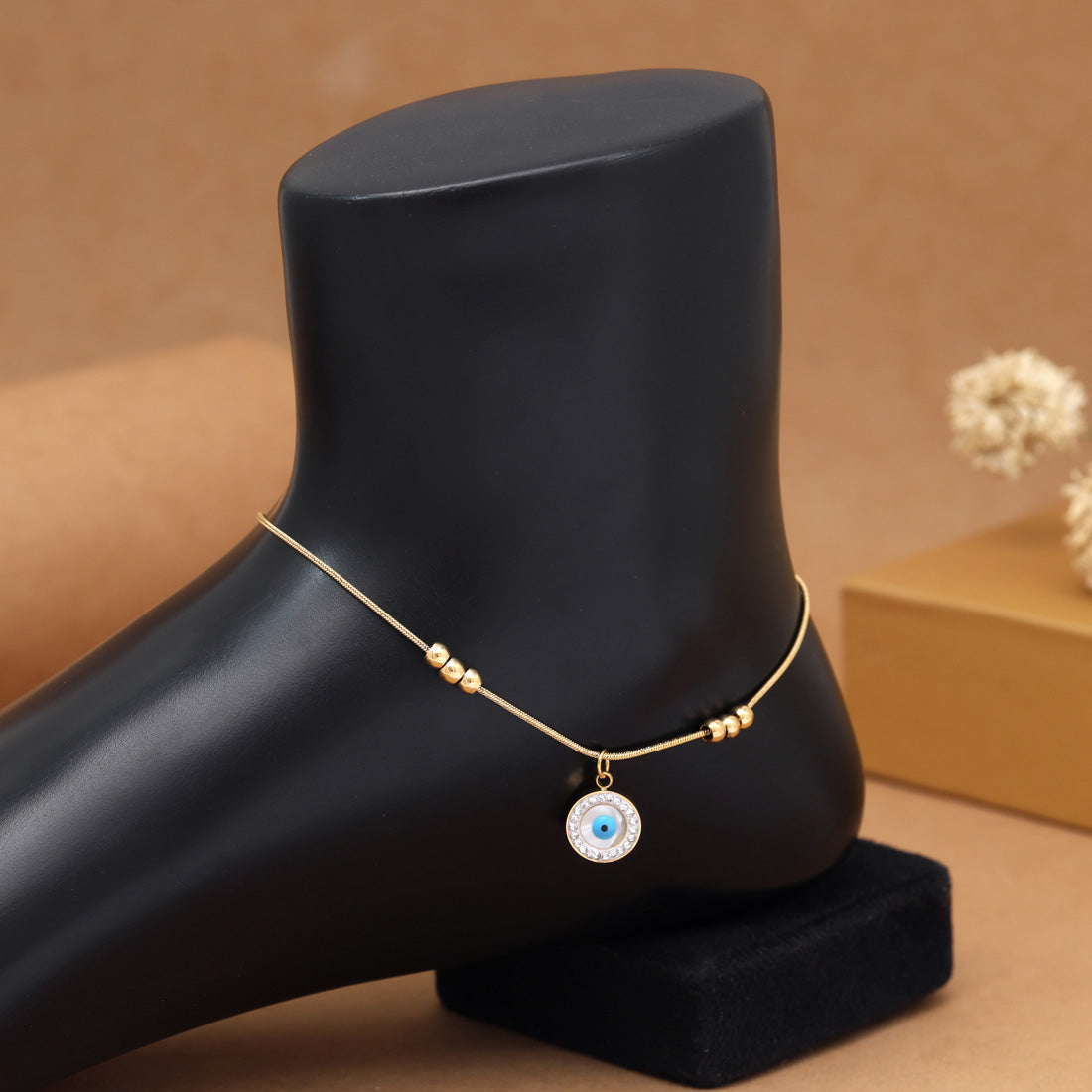 Schlichte Single Fußkette - gold