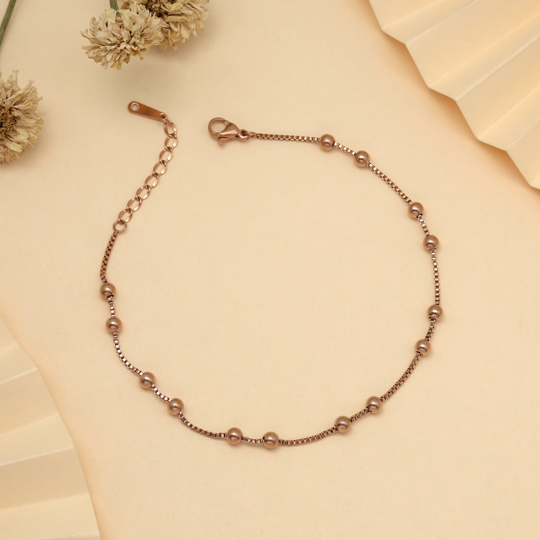 Schlichte Single Fußkette - Roségold