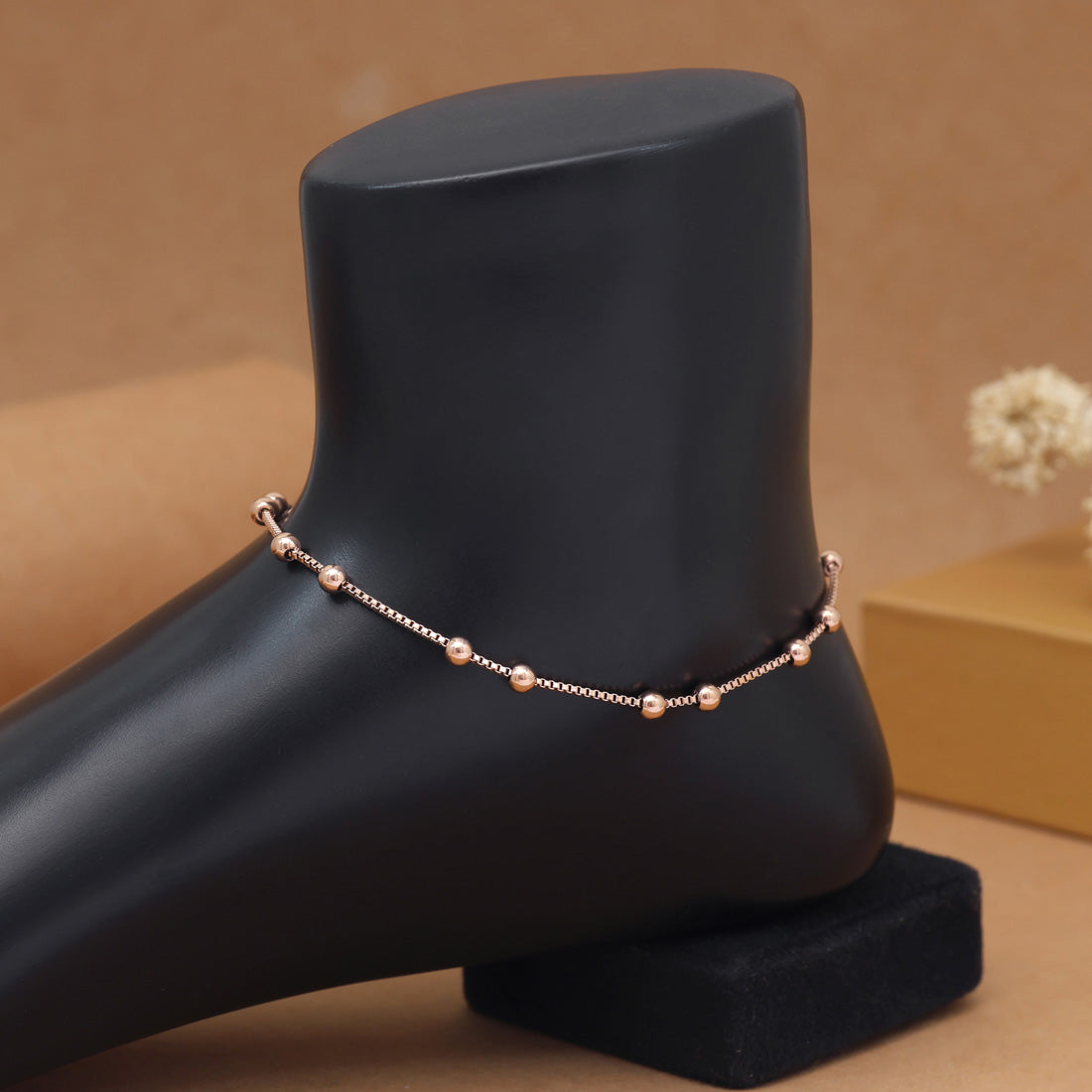 Schlichte Single Fußkette - Roségold