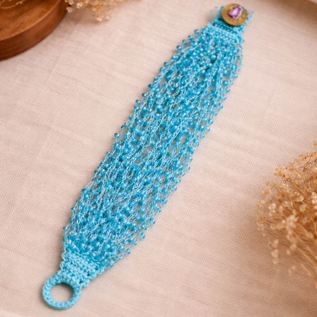 Trendiges Multi-Bead Statement Armband – blau