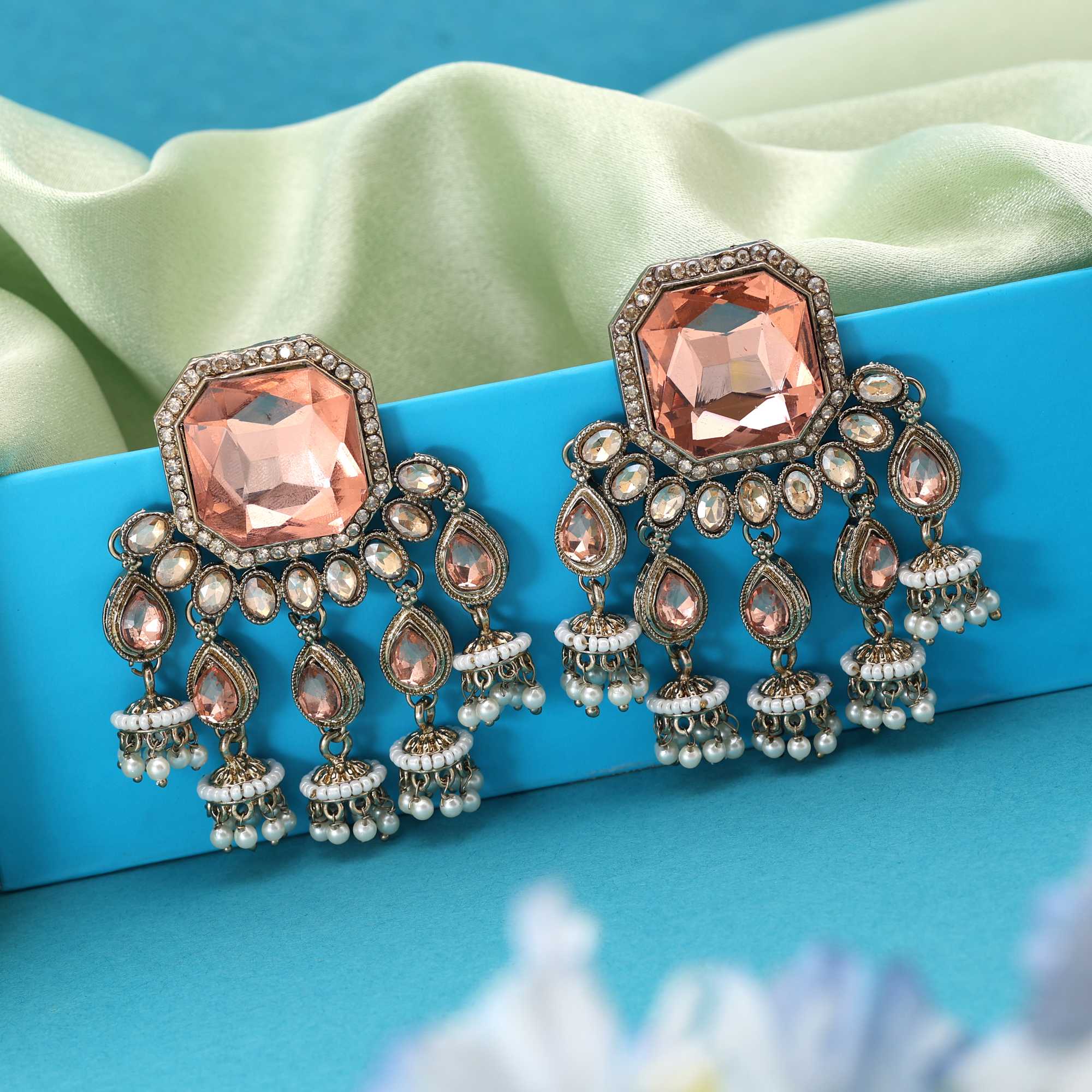Kundan Ohrringe - Peach | gold