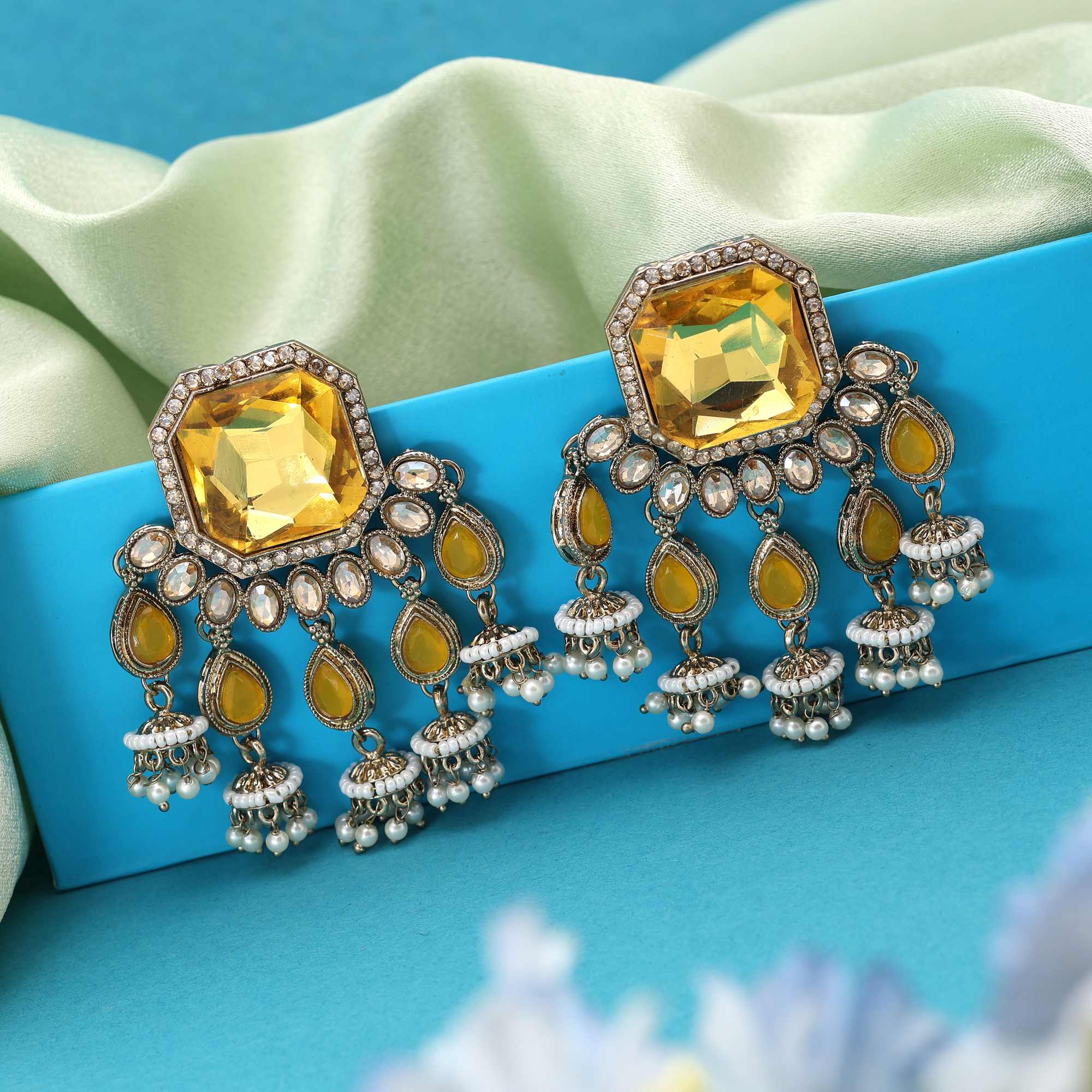 Fashion Earrings - Silver | sea green