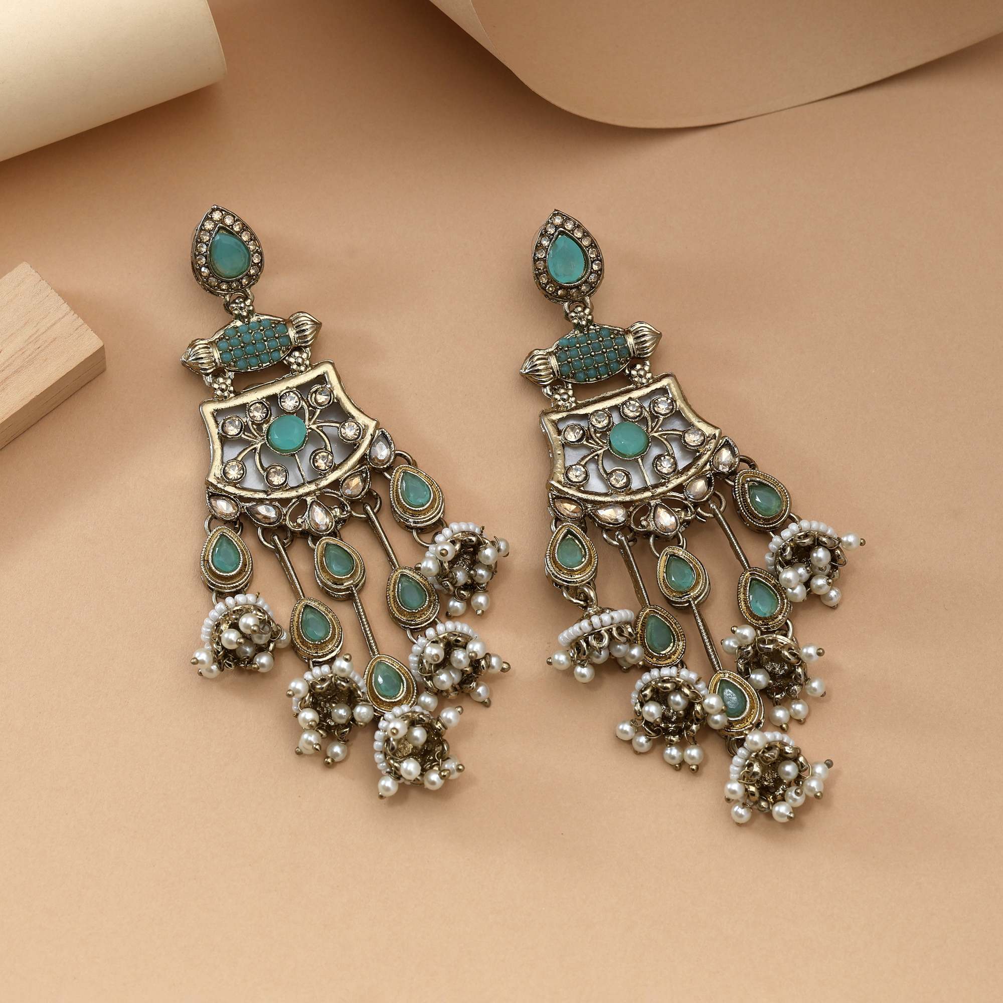 Fashion Earrings - Silver | sea green