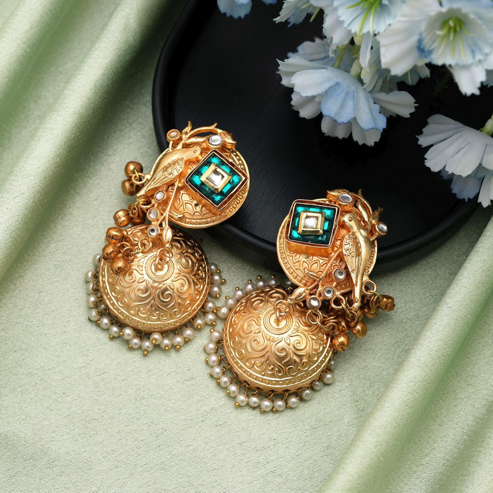 Fashion Earrings - Silver | sea green