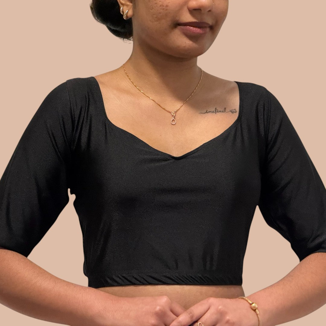 Ready-made saree blouse – sweetheart neckline – blue