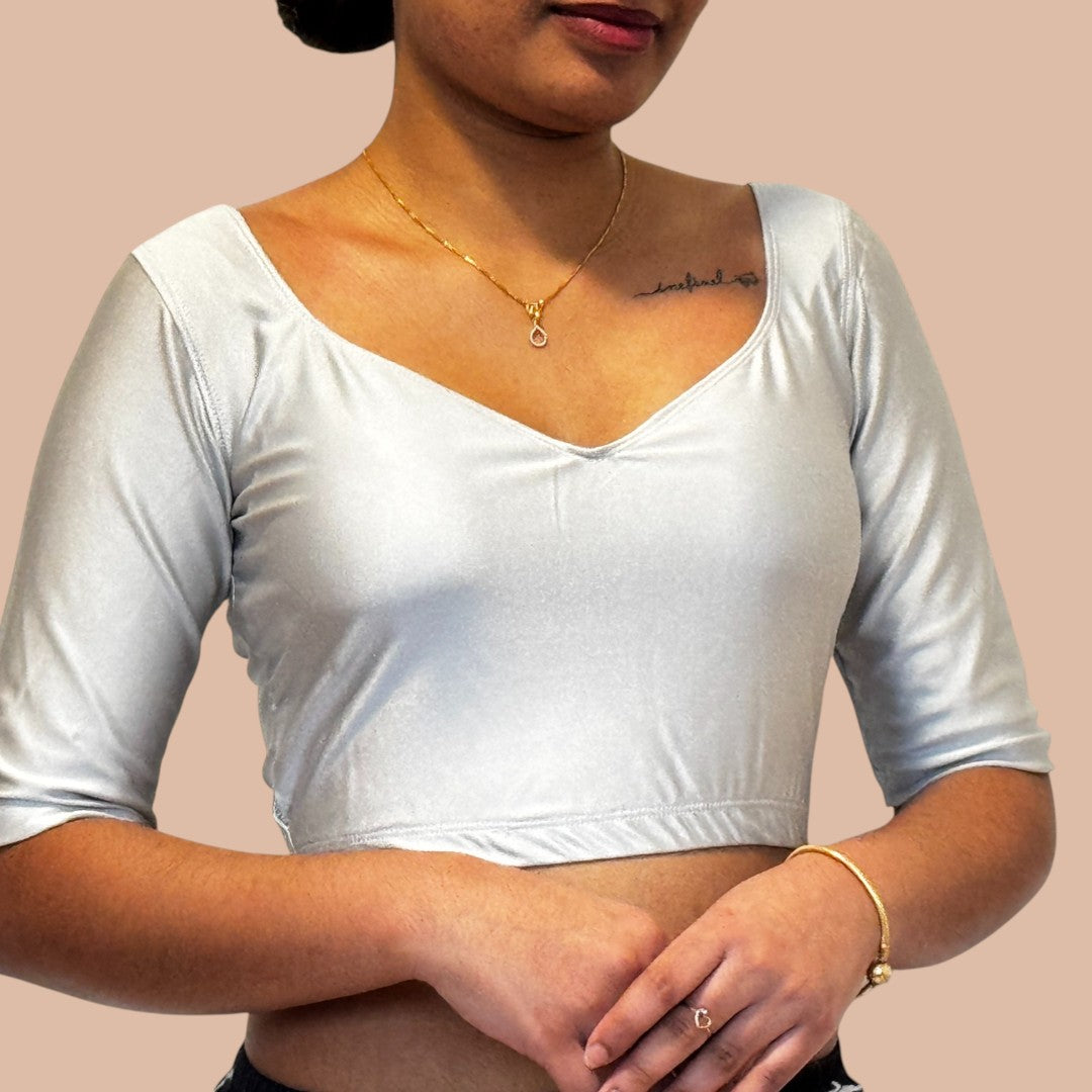 Ready-made saree blouse – sweetheart neckline – blue