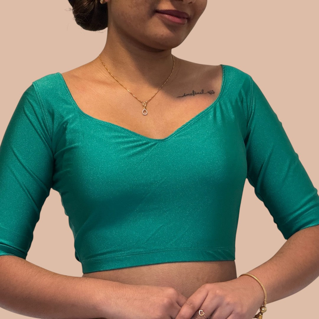 Ready-made saree blouse – sweetheart neckline – blue