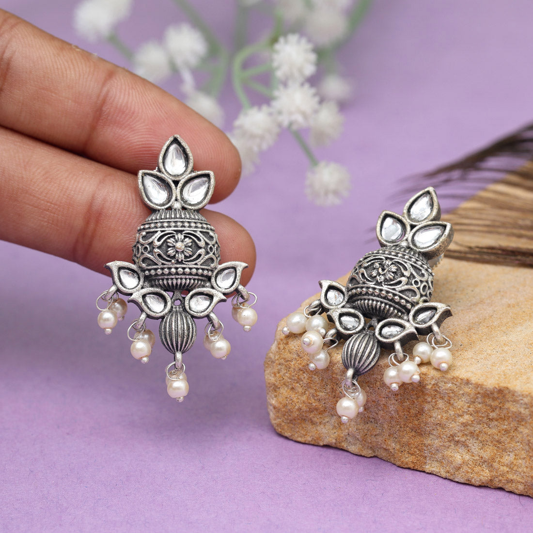 Oxidierte Ohrringe - | silber oxidiert