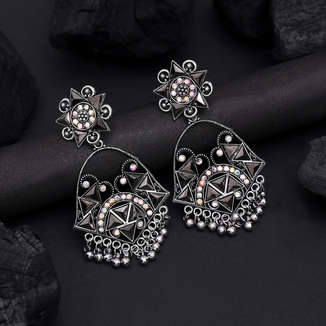 Oxidierte Ohrringe - | silber oxidiert