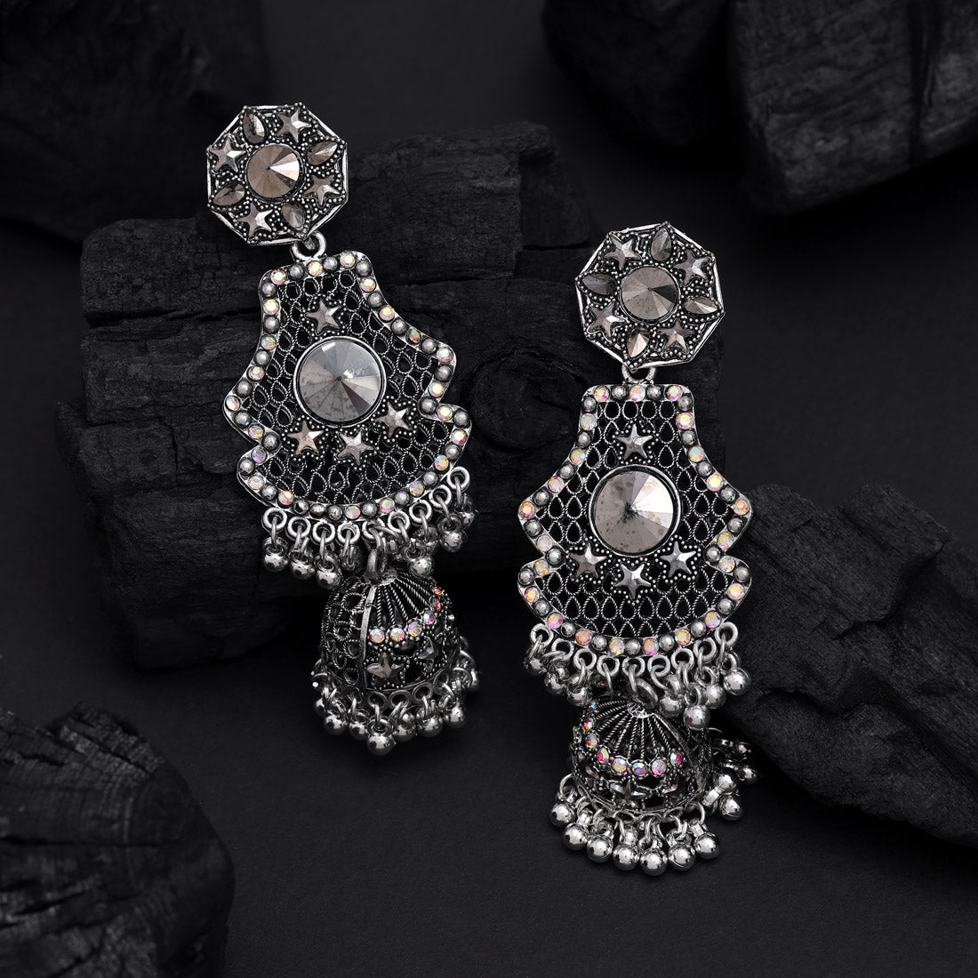 Oxidierte Ohrringe - | silber oxidiert