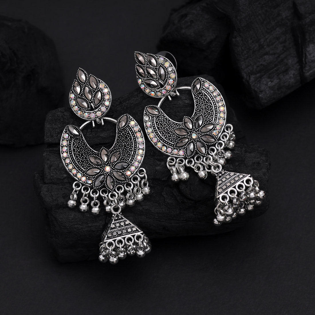 Oxidierte Ohrringe - | silber oxidiert