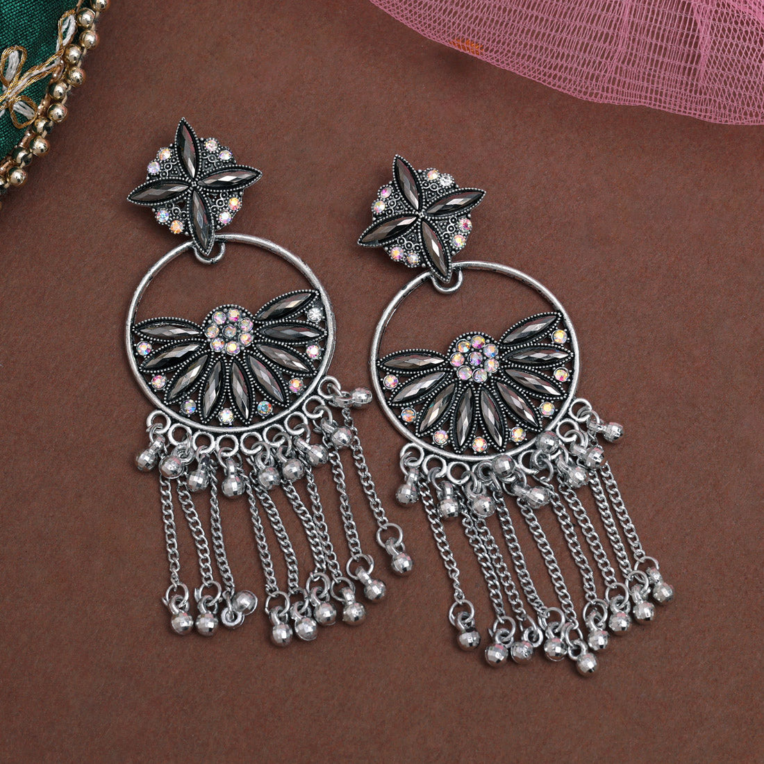 Oxidierte Ohrringe - | silber oxidiert