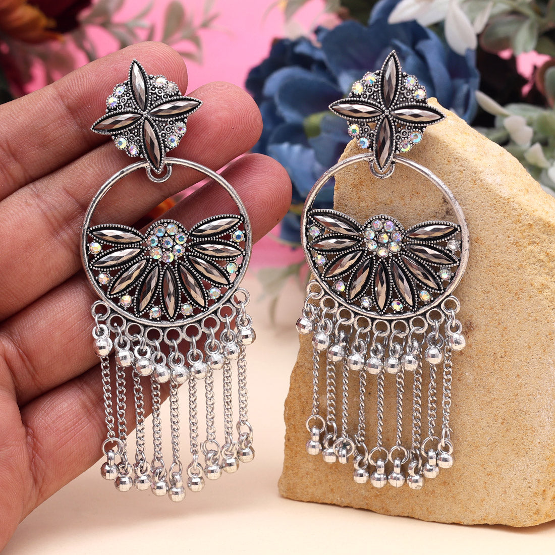 Oxidierte Ohrringe - | silber oxidiert
