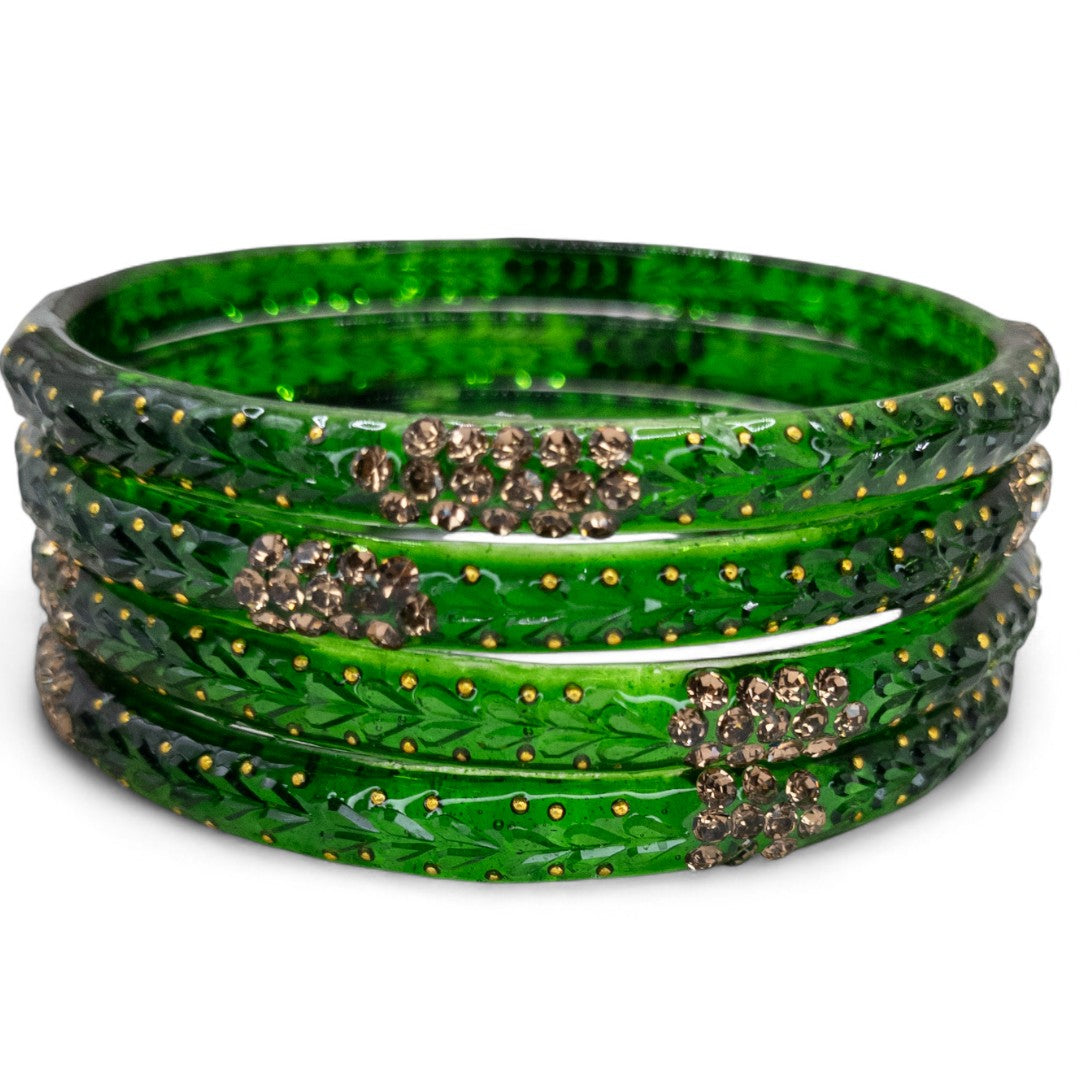 Rain Drop Glass Bangles – Set of 4 - Peach