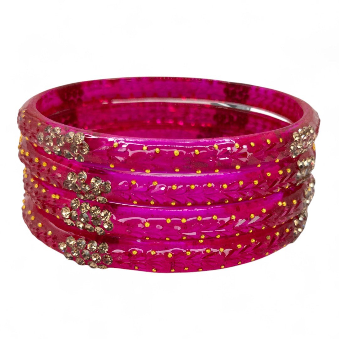 Rain Drop Glass Bangles – Set of 4 - Peach