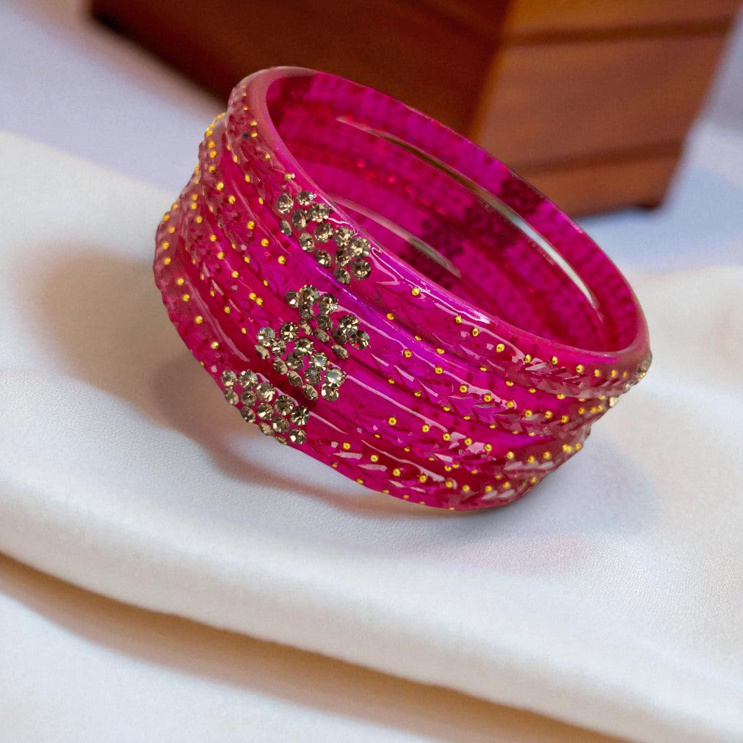Rain Drop Glass Bangles – Set of 4 - Peach