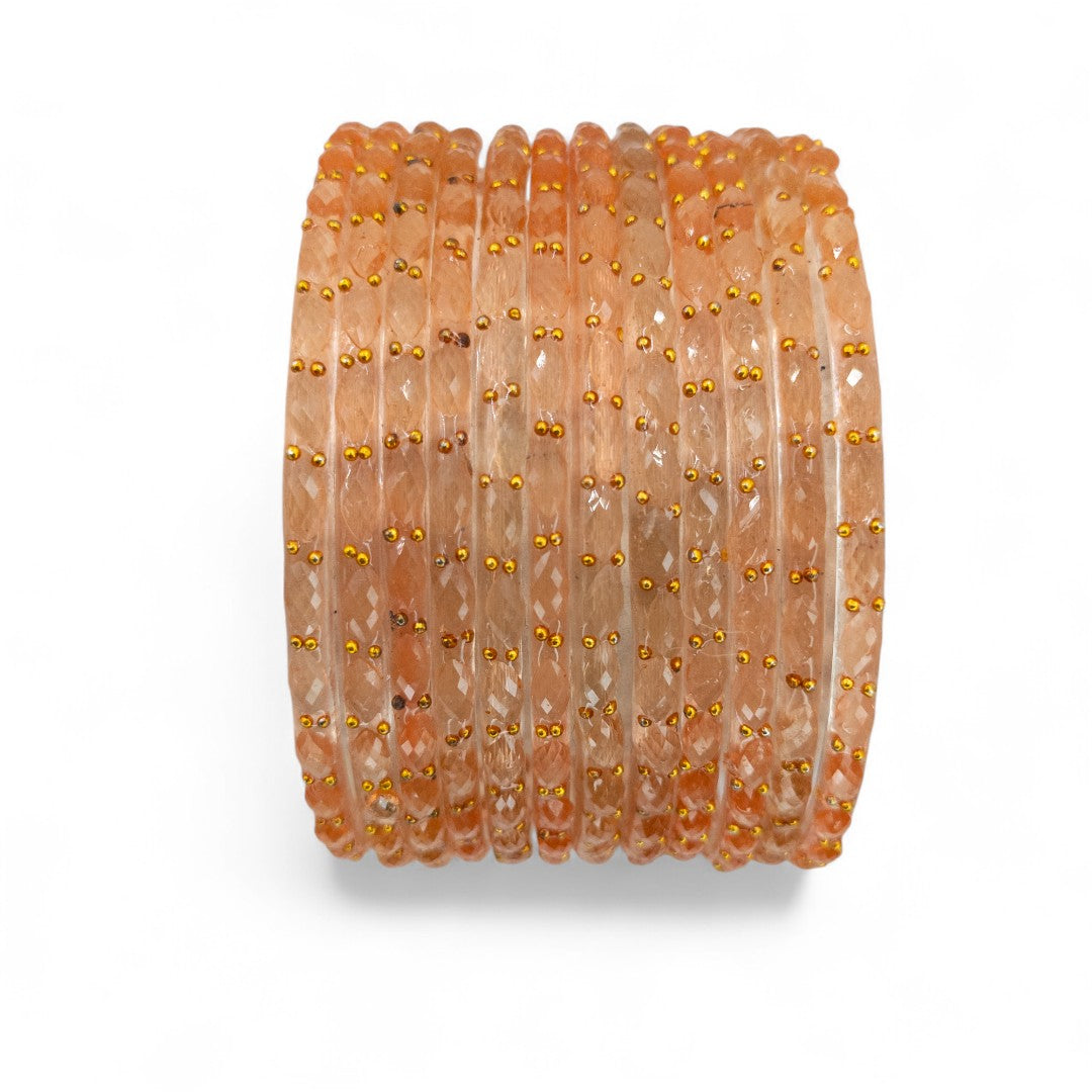 Rain Drop Glas Armreifen – 12er Set - Peach