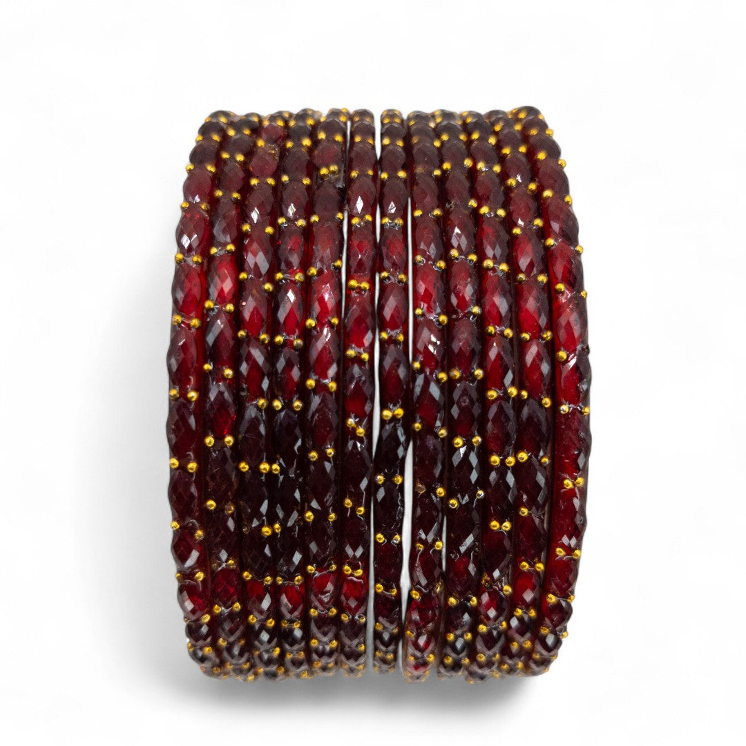 Rain Drop Glas Armreifen – 12er Set - maroon