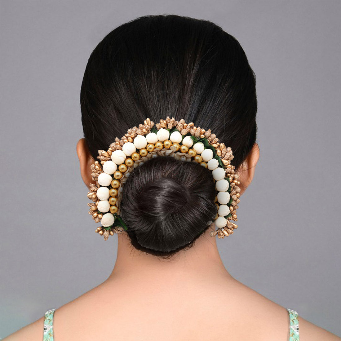 Künstliche indische Haarblumen | Gold