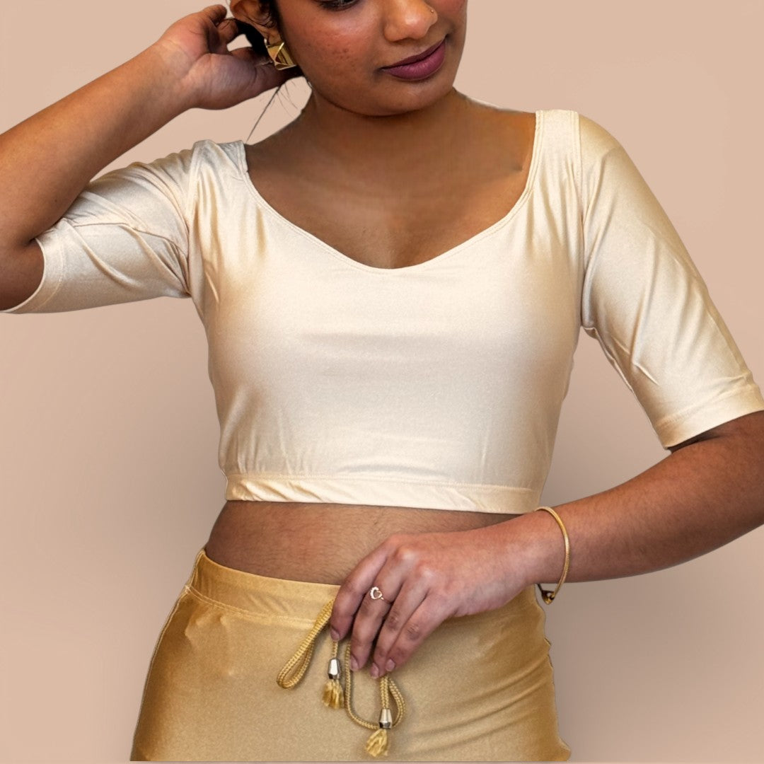 Ready-Made Saree Blusen – Herzausschnitt - Beige