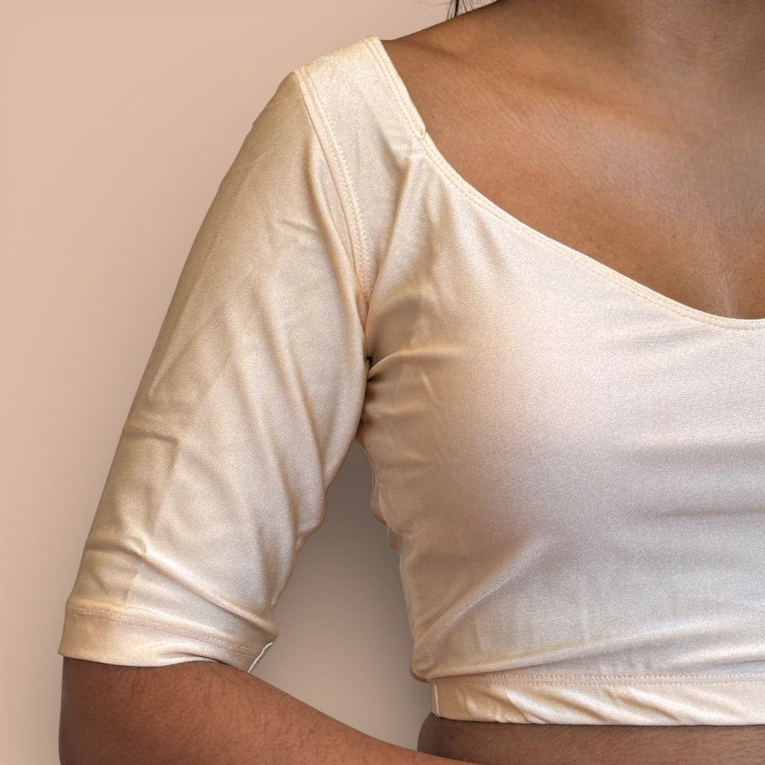 Ready-Made Saree Blusen – Herzausschnitt - Beige