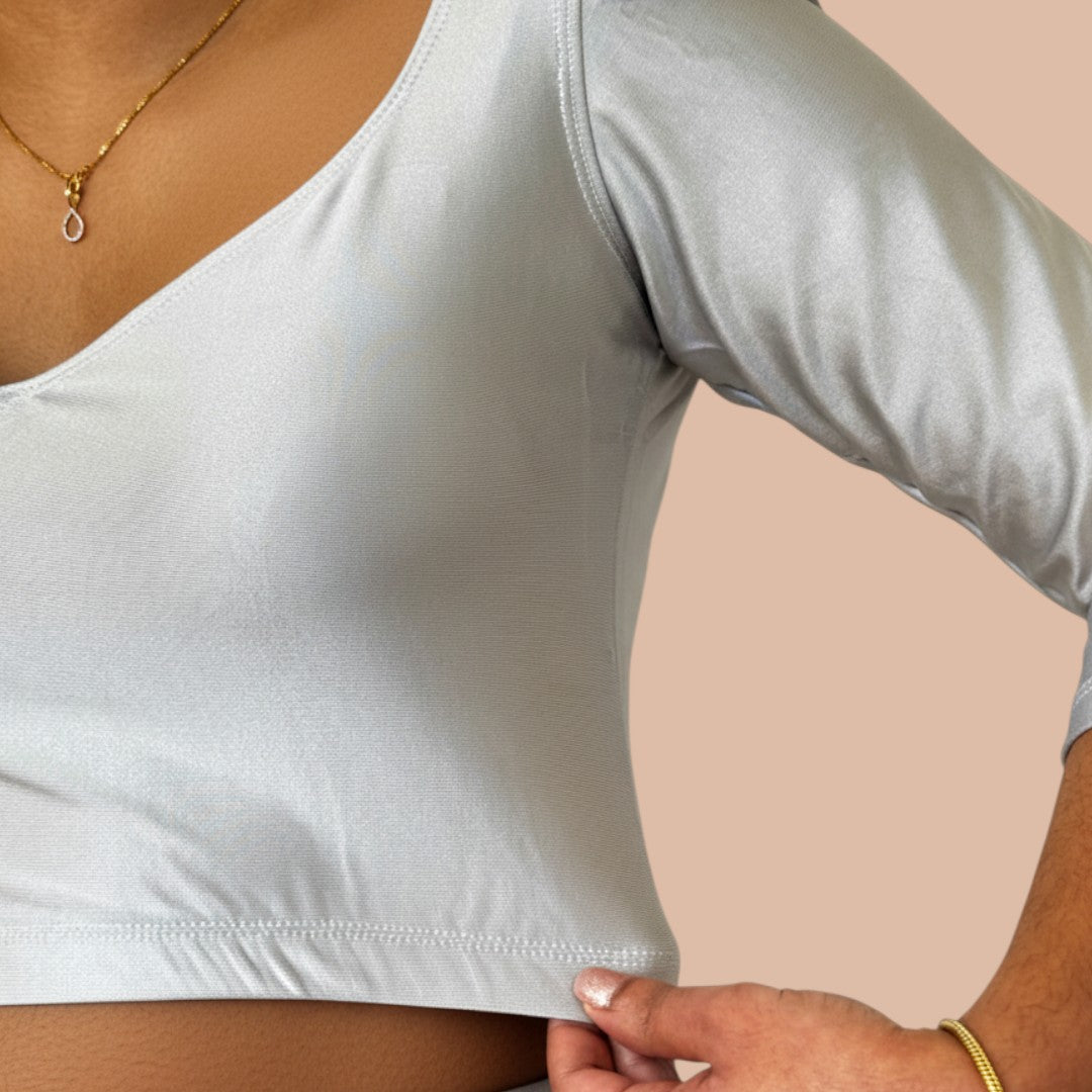Ready-Made Saree Blusen – Herzausschnitt - Grau
