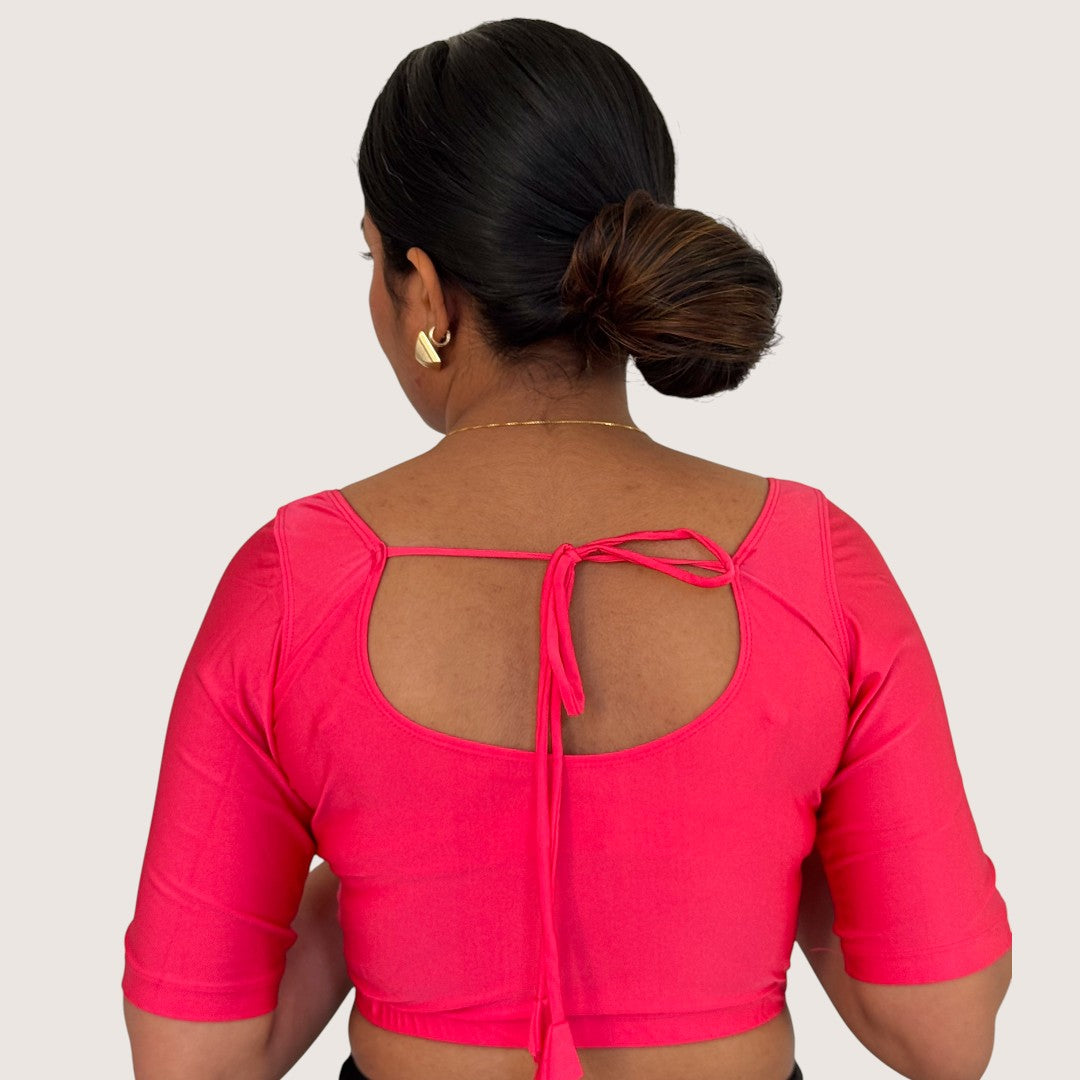 Ready-Made Saree Blusen – Herzausschnitt - Hot Pink