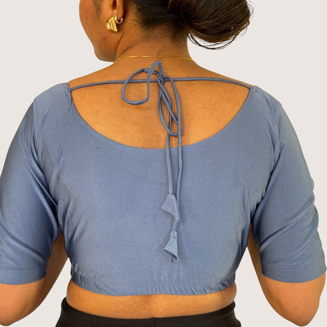 Ready-Made Saree Blusen – Herzausschnitt -Blaugrau