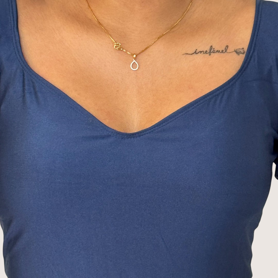 Ready-Made Saree Blusen – Herzausschnitt - Dunkel Blau