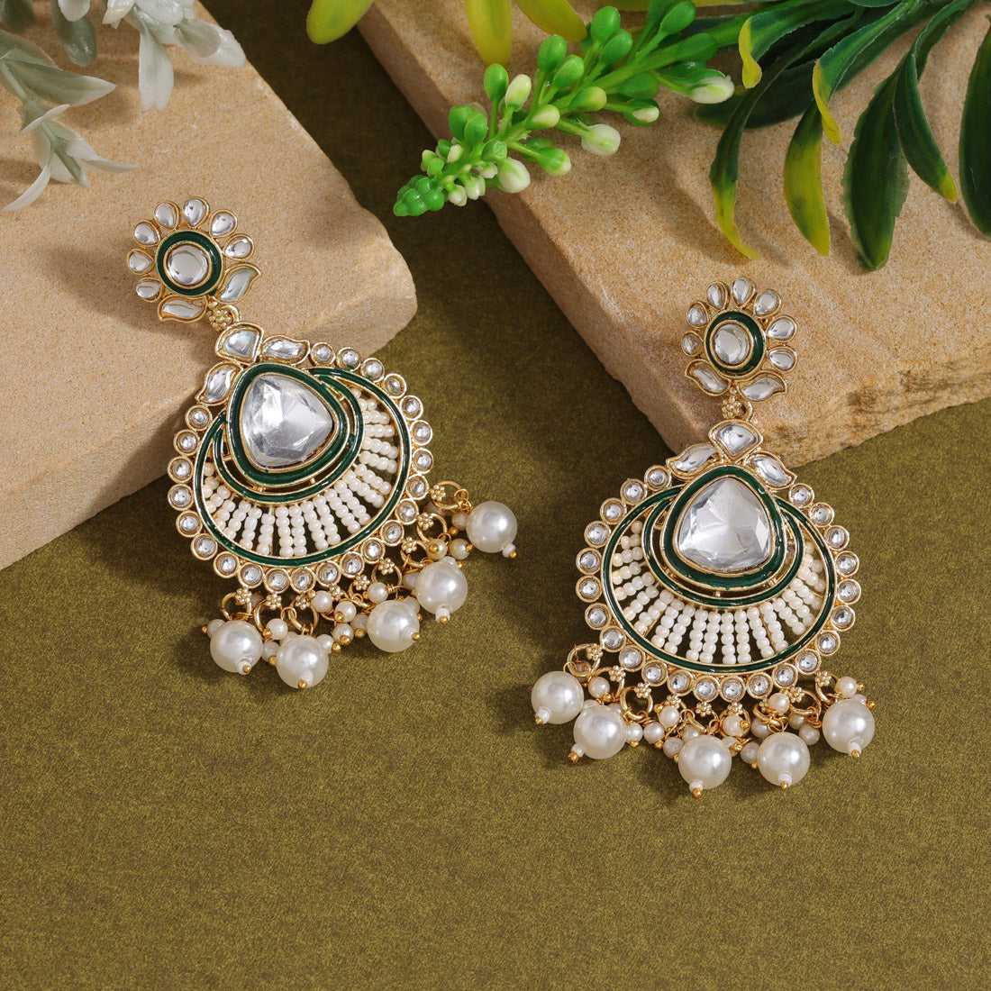 Kundan Ohrringe Chandhbali - Gold
