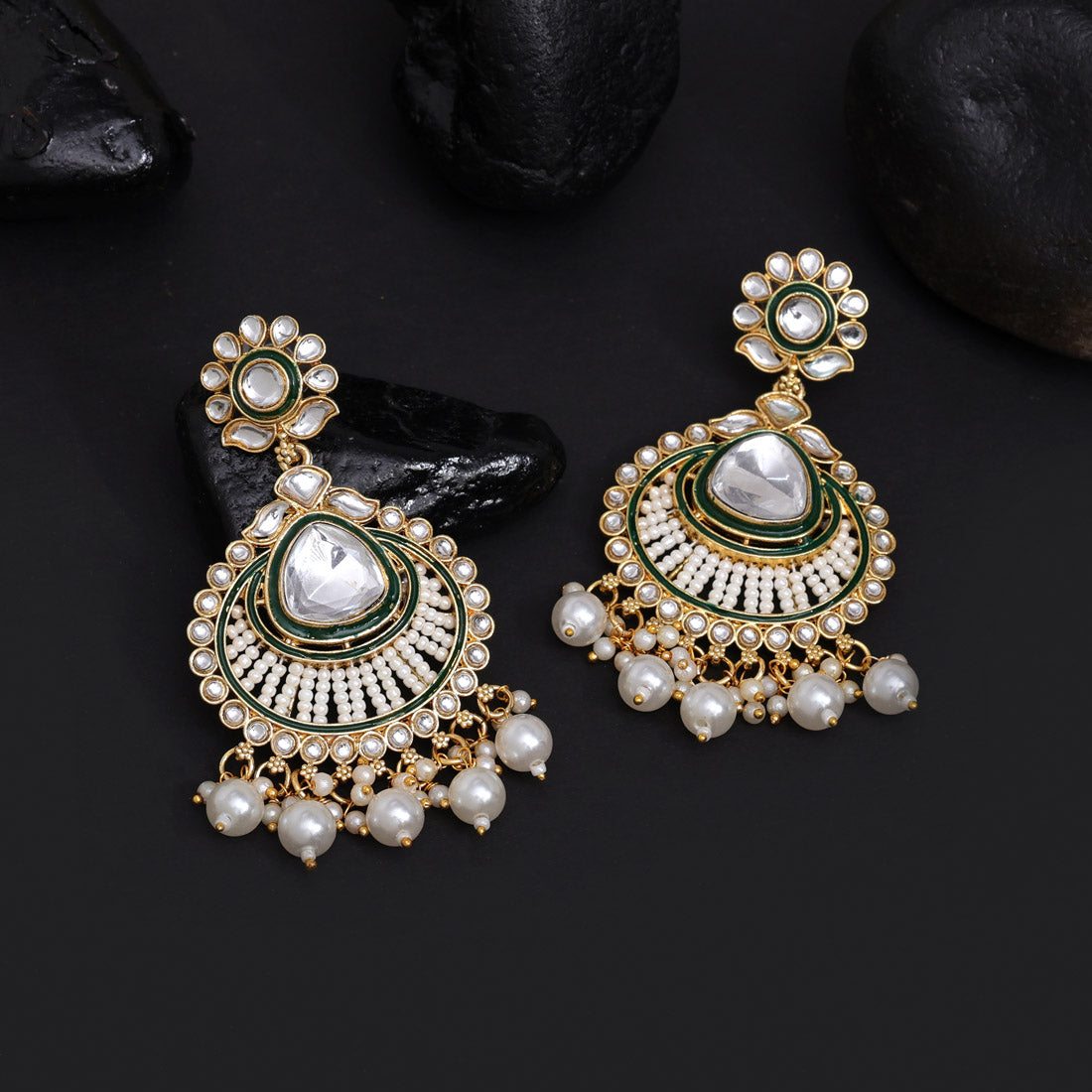 Kundan Ohrringe Chandhbali - Gold