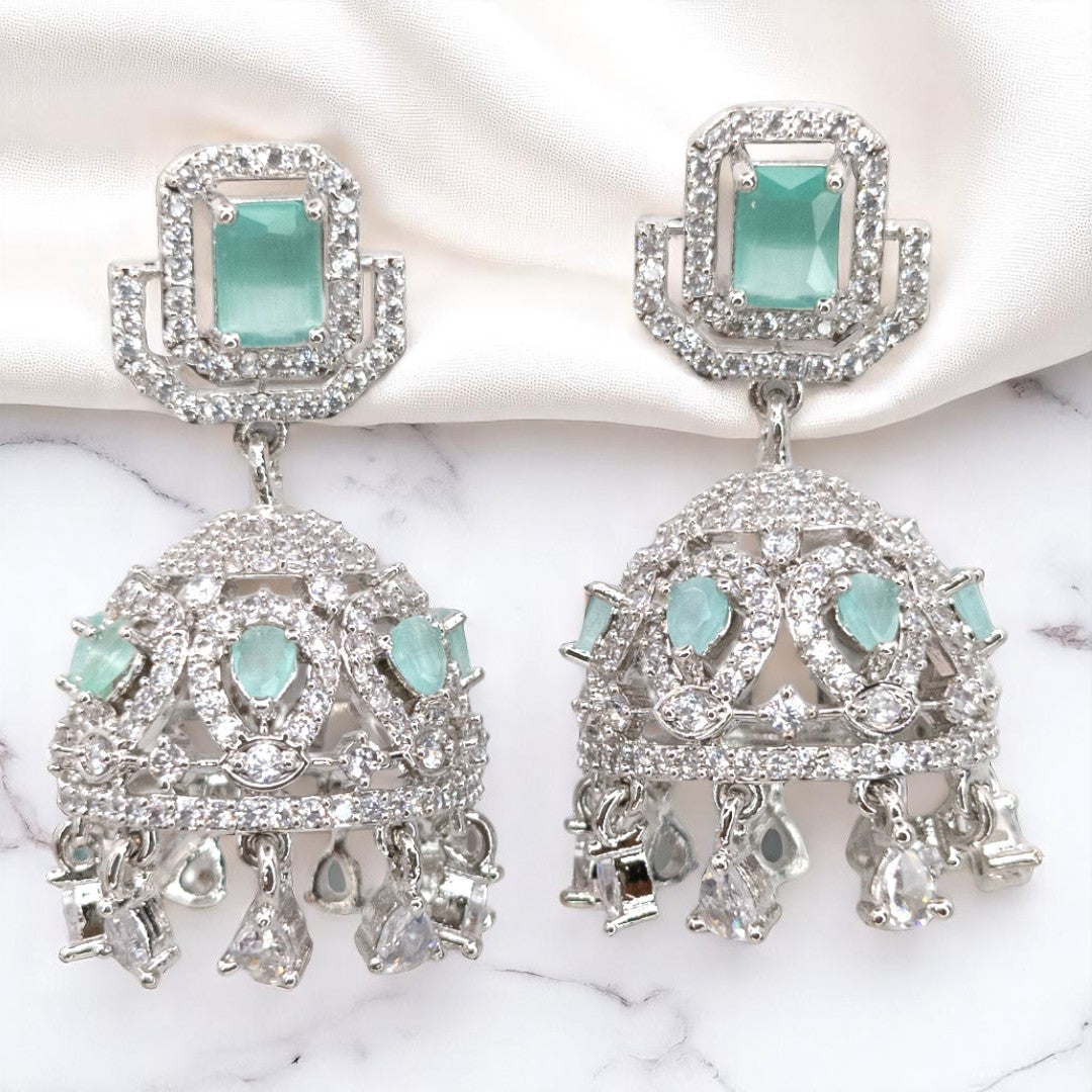Jumkha Ohrringe - AD steine - Silber | mint