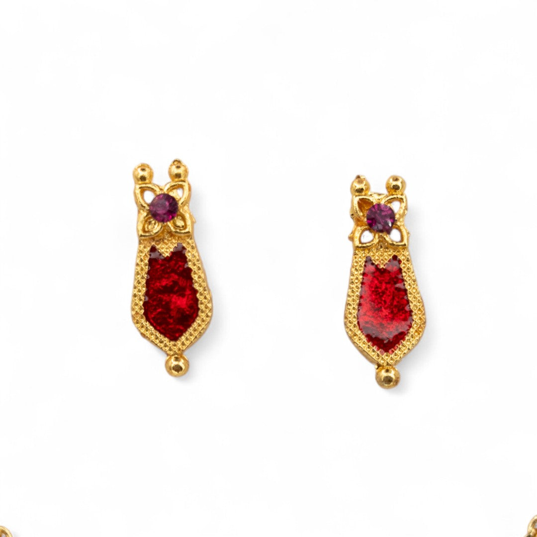 Palakka Halskette mit Ohrringe - gold | rot