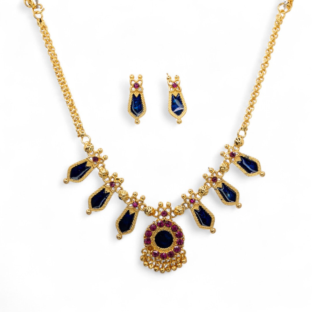 Palakka Halskette mit Ohrringe - gold | blau