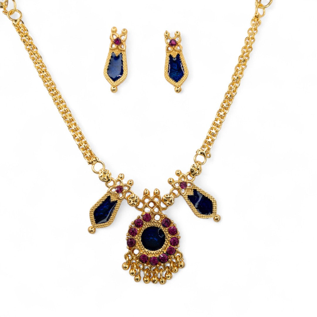 Palakka Halskette mit Ohrringe - gold | blau