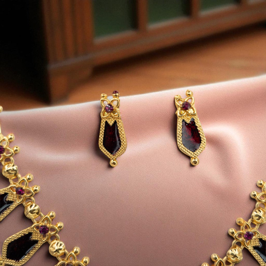 Palakka Halskette mit Ohrringe - gold | maroon