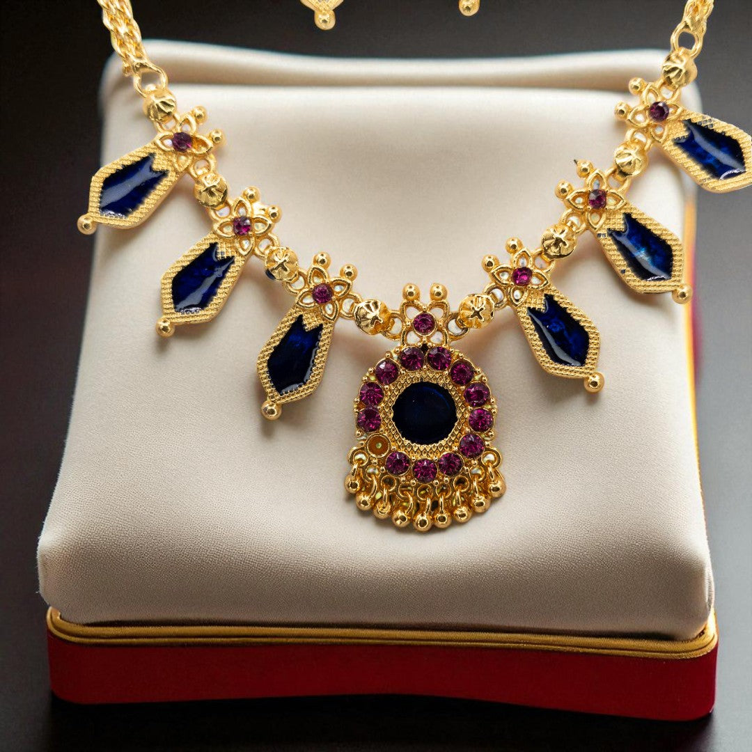 Palakka Halskette mit Ohrringe - gold | blau