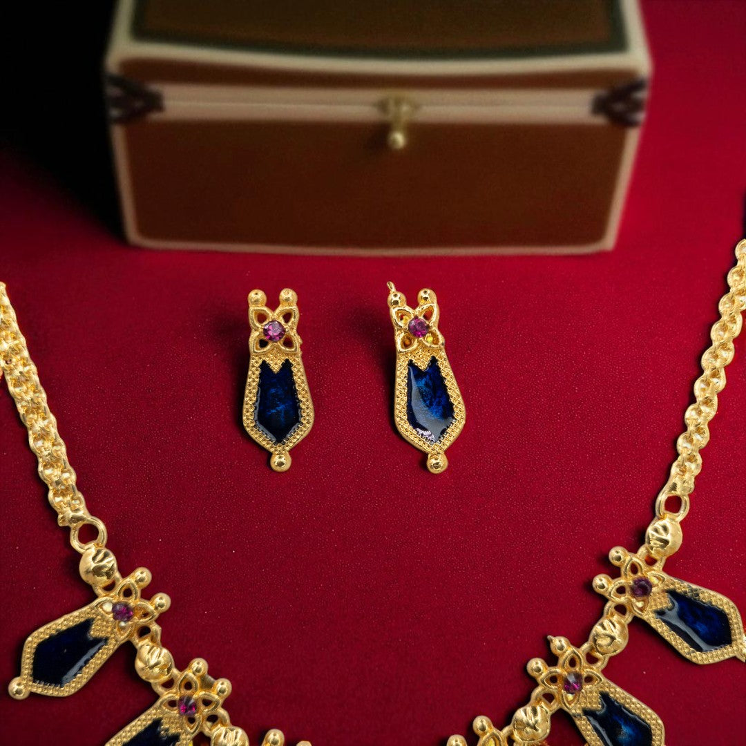 Palakka Halskette mit Ohrringe - gold | blau