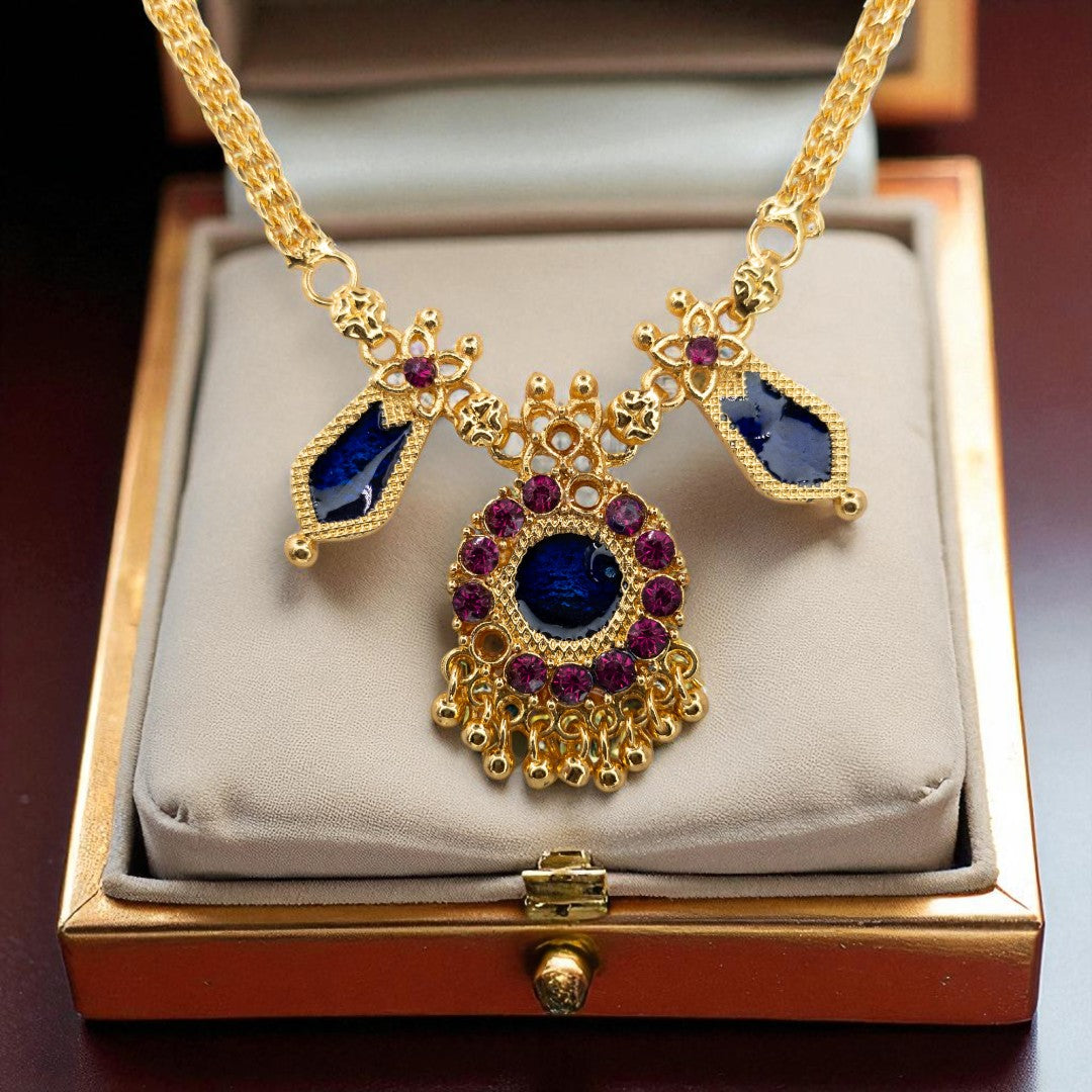 Palakka Halskette mit Ohrringe - gold | blau