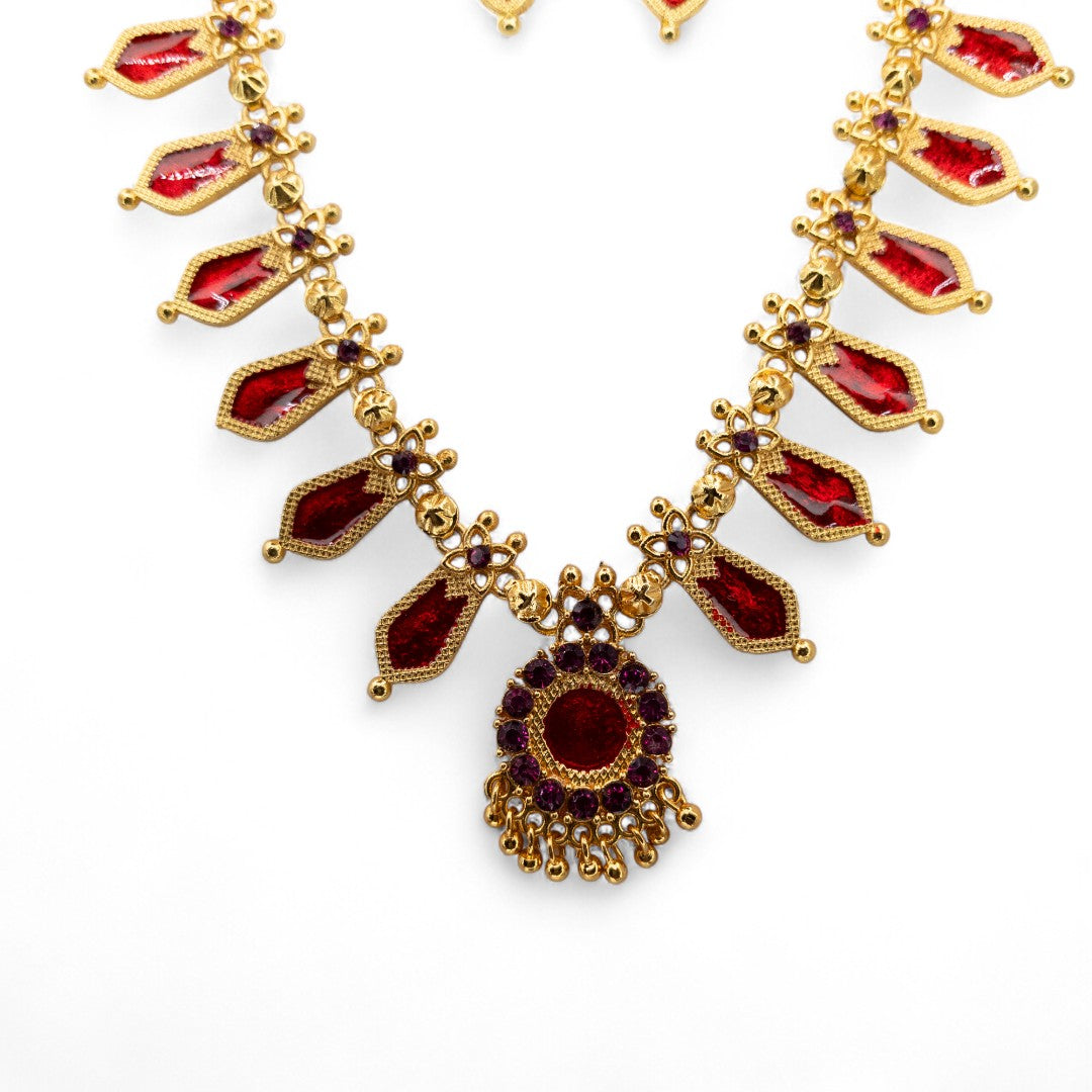 Trendy Kerala Palakka Necklace - gold | green