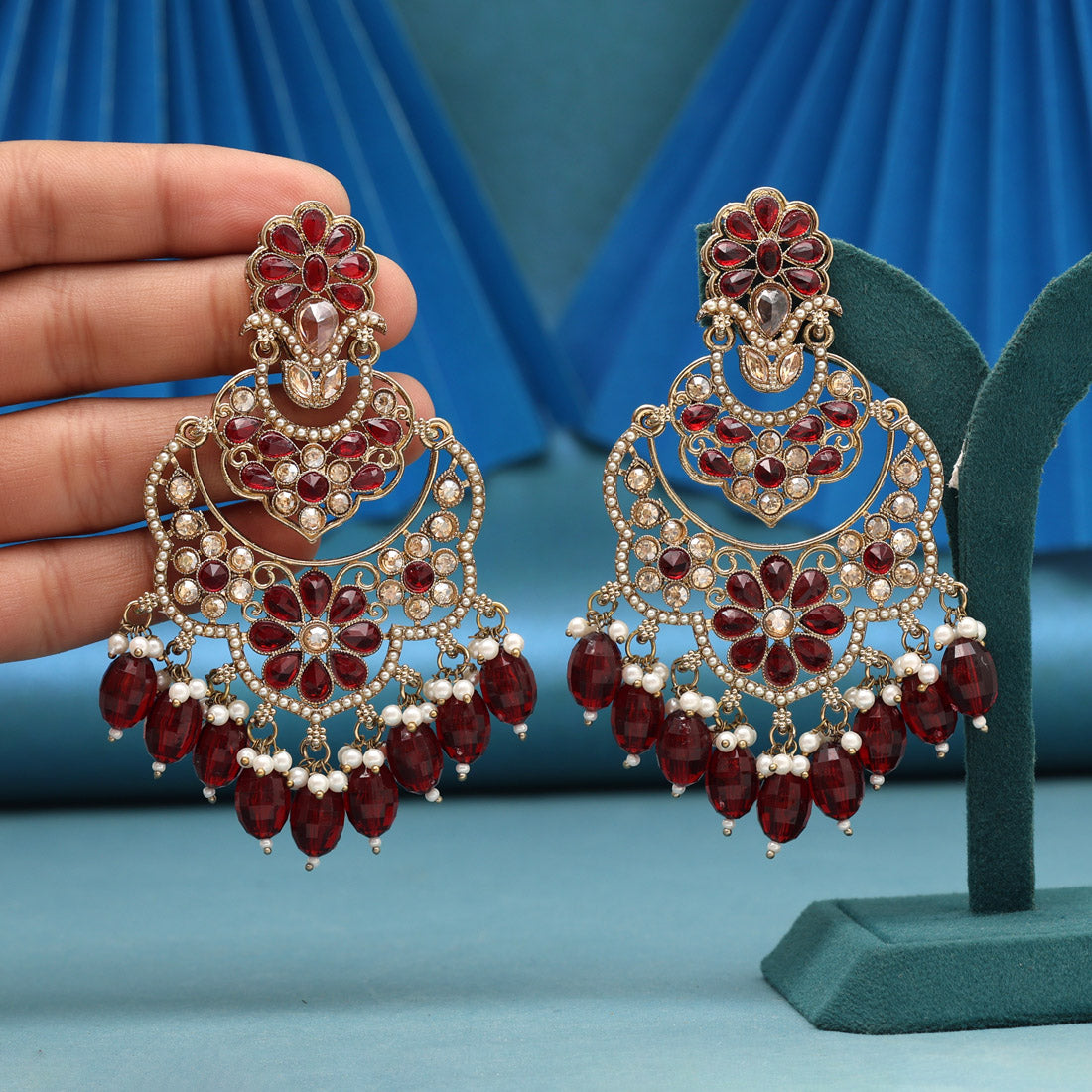 Kundan Ohrringe Chandhbali - Gold | Lila