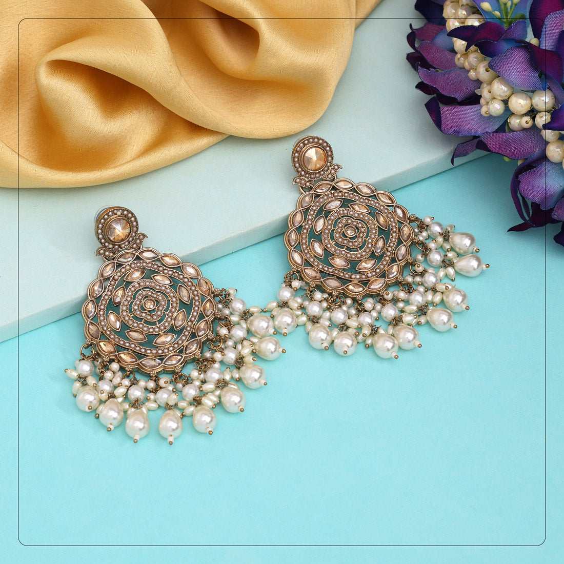 Kundan Ohrringe Chandhbali - Gold
