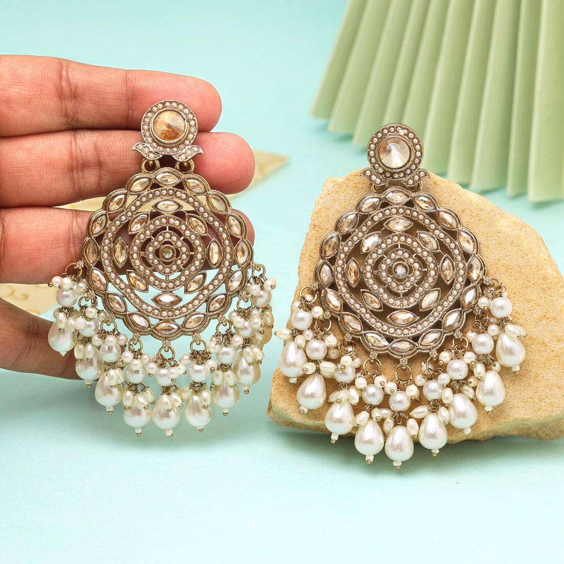 Kundan Ohrringe Chandhbali - Gold