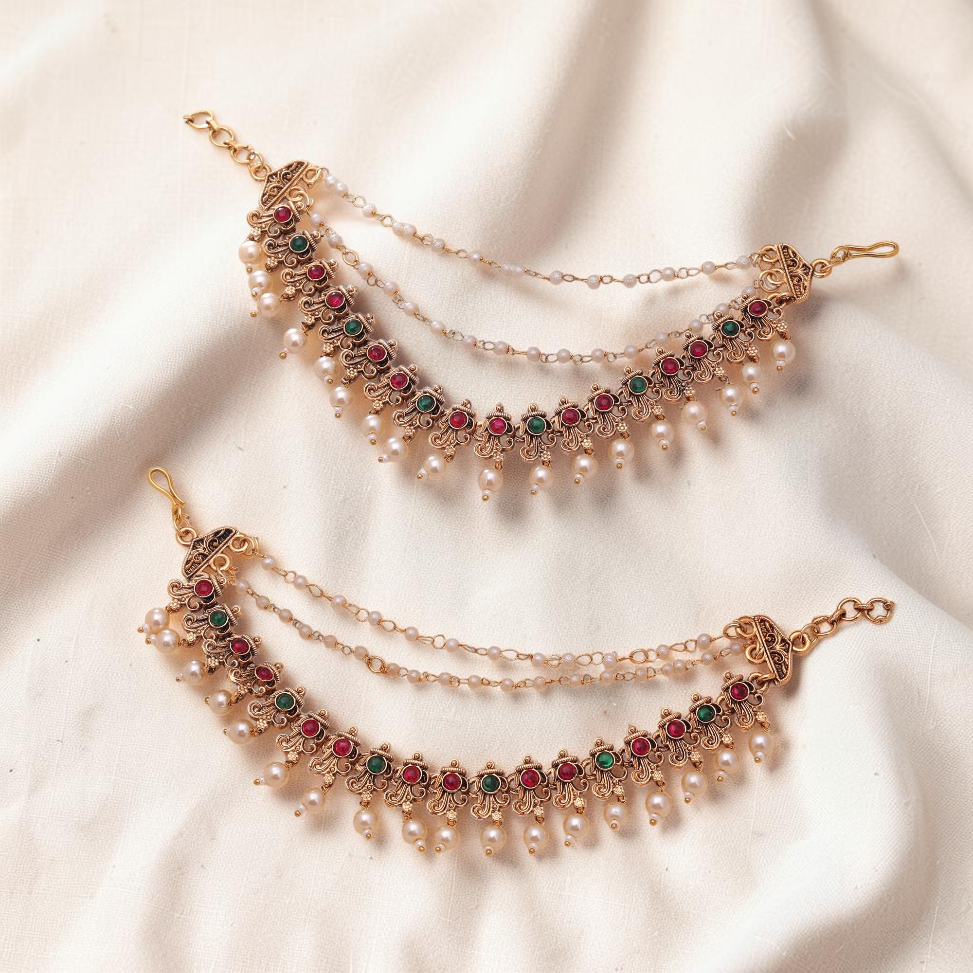 Maatal-Ohrringschmuck - Matt Gold | Pearl