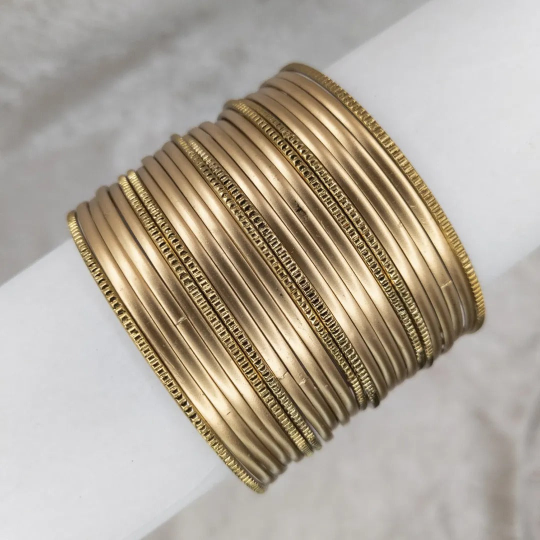 Bangle Set - Metallic Shine Bangles - Matt Gold