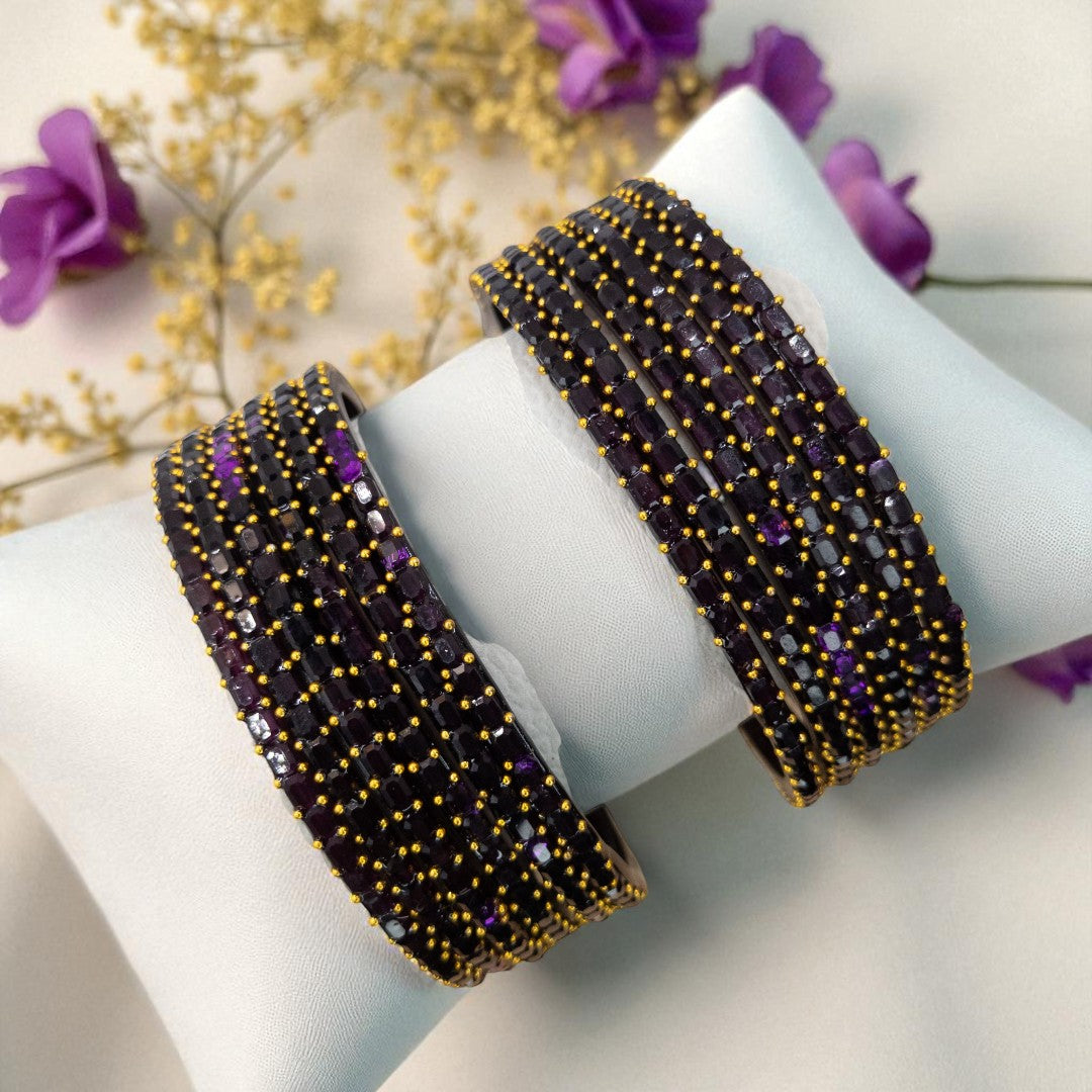 Rain Drop Glass Bangles – Set of 12 - Dark Blue