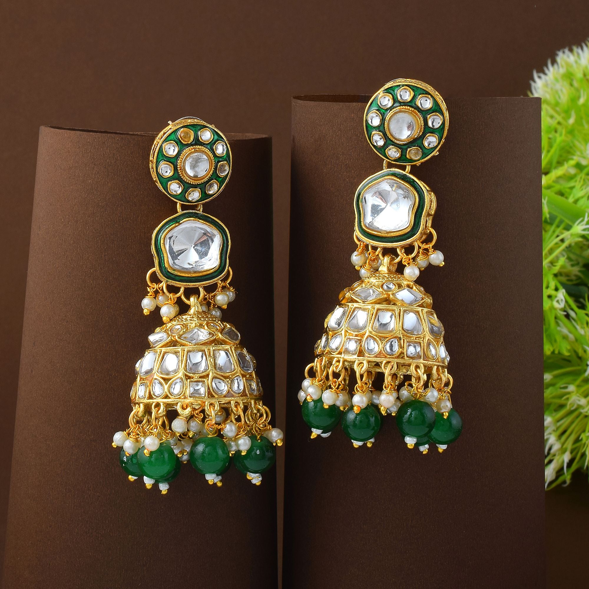 Kundan Ohrringe - Jumkha | gold | grün